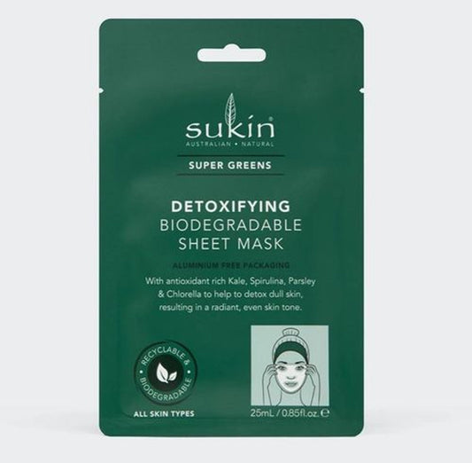 Sukin Super Greens Detoxifying Sheet Mask Sachet